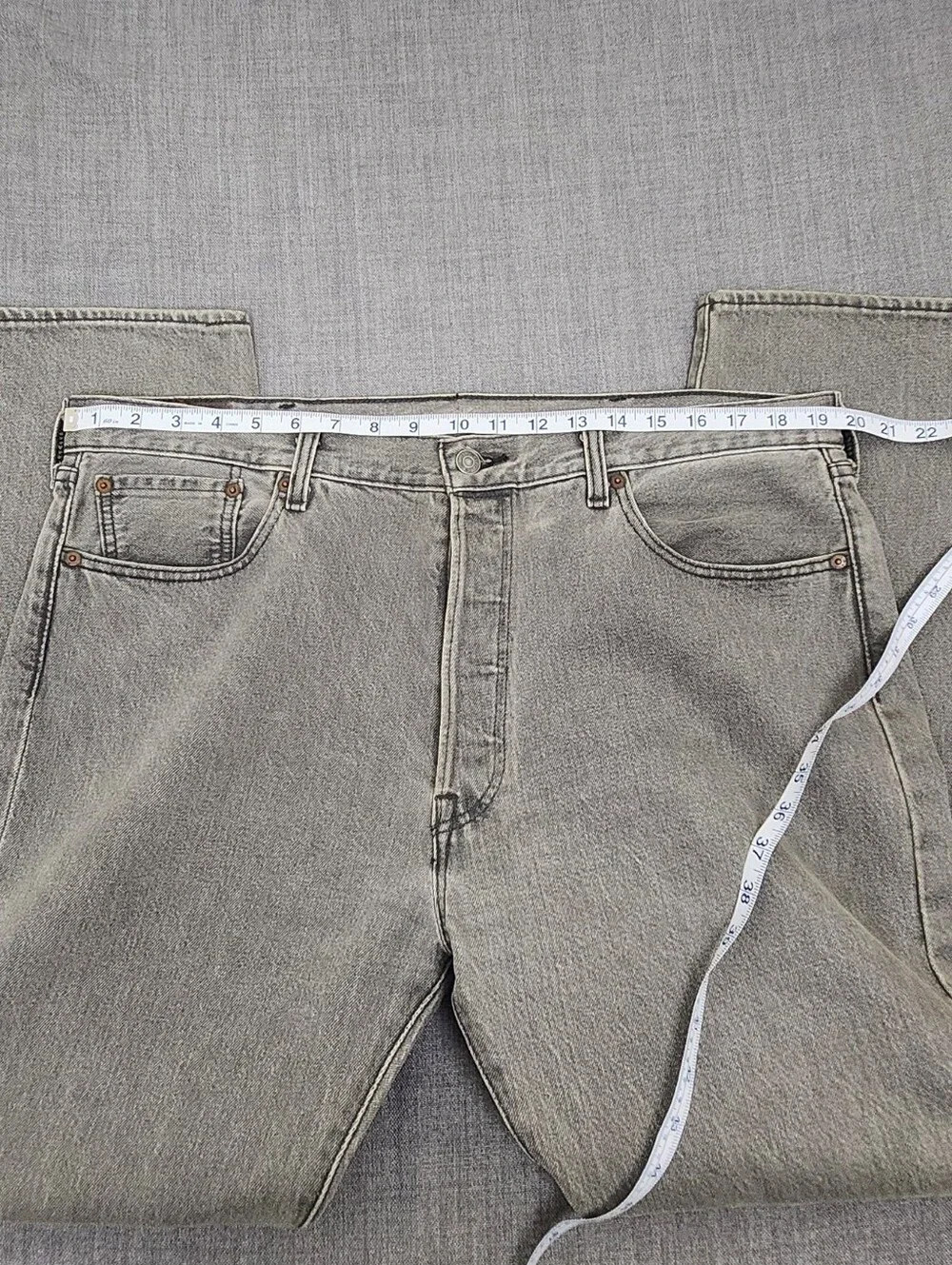 Levi's 501 Button Fly Grey Denim Jeans. 38 × 30